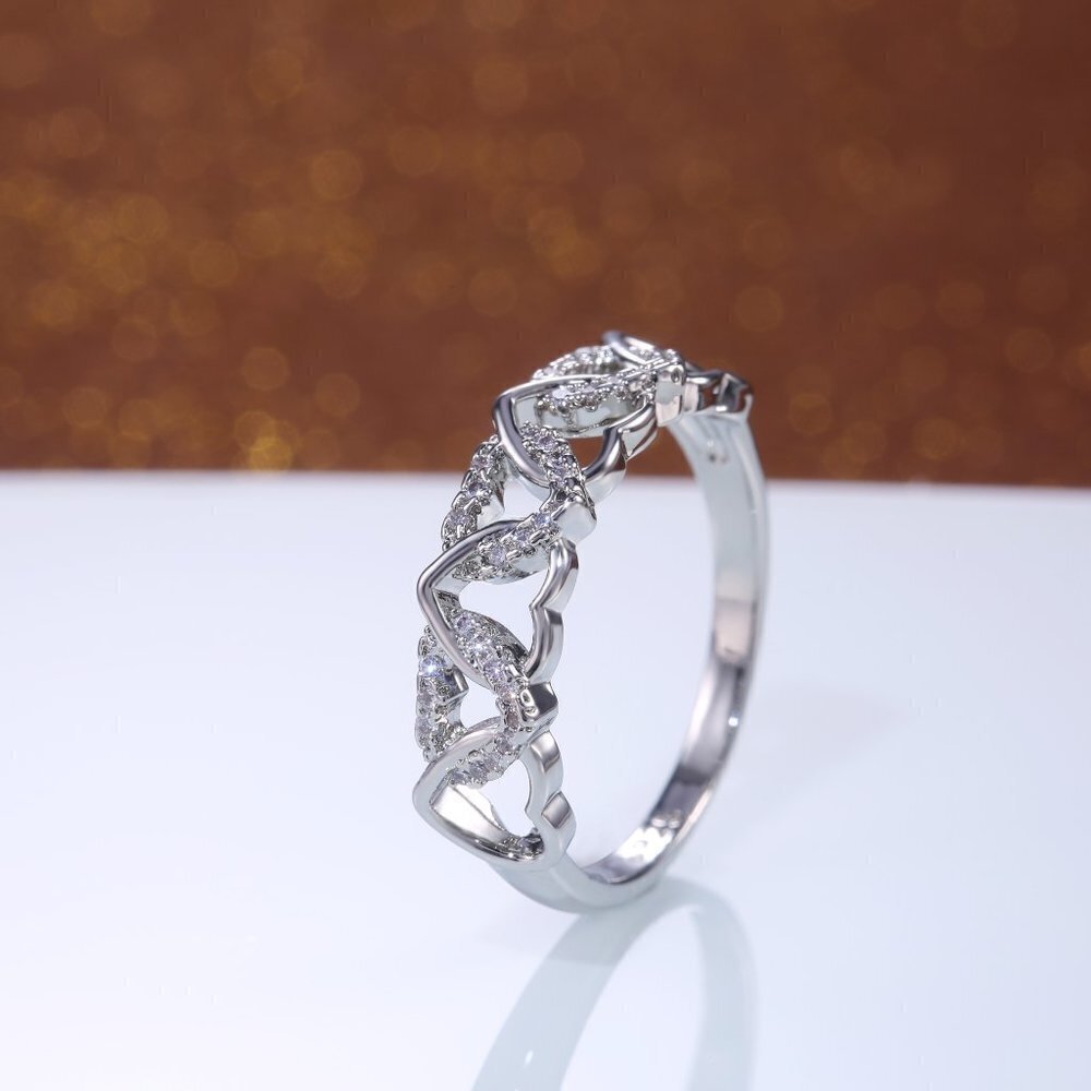 ✨ Lovely Anillos Hollow Many Heart Cross Sweet Zircon Rings for Women, PD085 - Picture 7 of 7